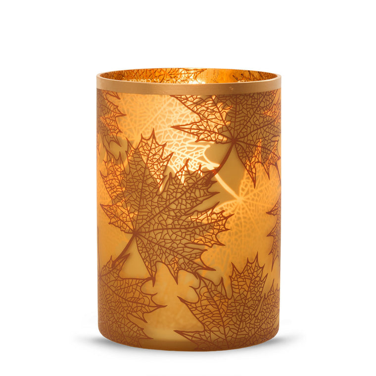 Crackle Leaves Jar Candle Holder L9